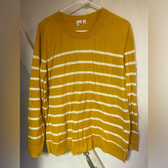 Gap mustard yellow striped casual top xl extra large - Picture 3 of 5